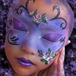 The Boston Face Painters - Clients Purple Face Paint with Gems